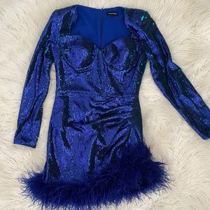Nadine MERABI blue sequin dress